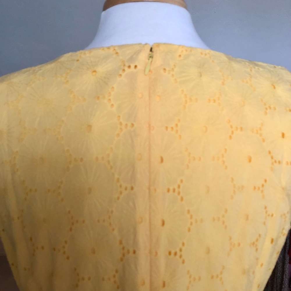 Fun Yellow Spring/Summer Dress - Talbots 14p - Lined with Embroidery Detail - Picture 7 of 8